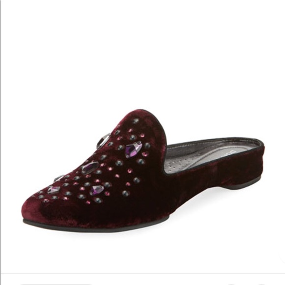 Donald J. Pliner Shoes - DONALD PLINER Burgundy Bazsp Jeweled Velvet Mule